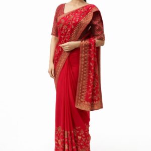 Red Georgette Fancy Saree